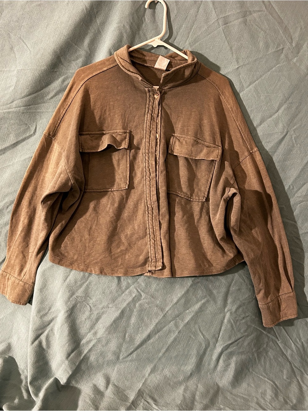 No Boundaries Brown Cropped Utility Jacket